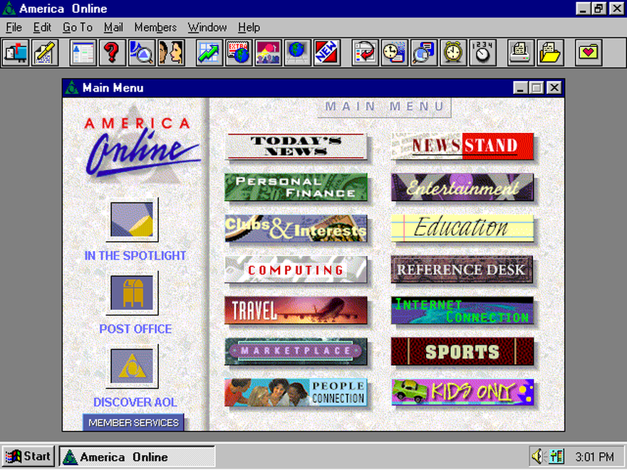 America Online 2.5 Welcome Screen