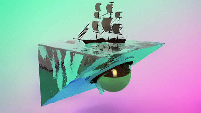 3D Rendered Pirate Ship & Ocean